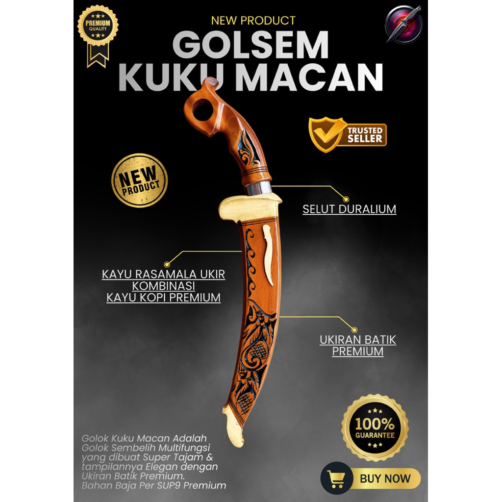 [PERKAKAS ORIGINAL] GOLOK SEMBELIH KUKU MACAN GOLOK BAJA SUPER TAJAM Baja SUP9 Premium Asli Original