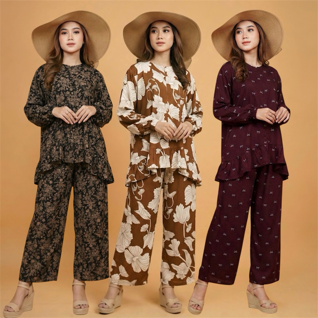 AISHA SET PJPJ / SETELAN MUSLIM PIYAMA WANITA | RAYON REMPLE