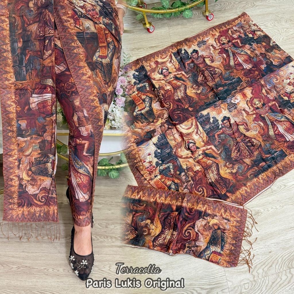 Kamen sutra premium lukis set selendang batik
