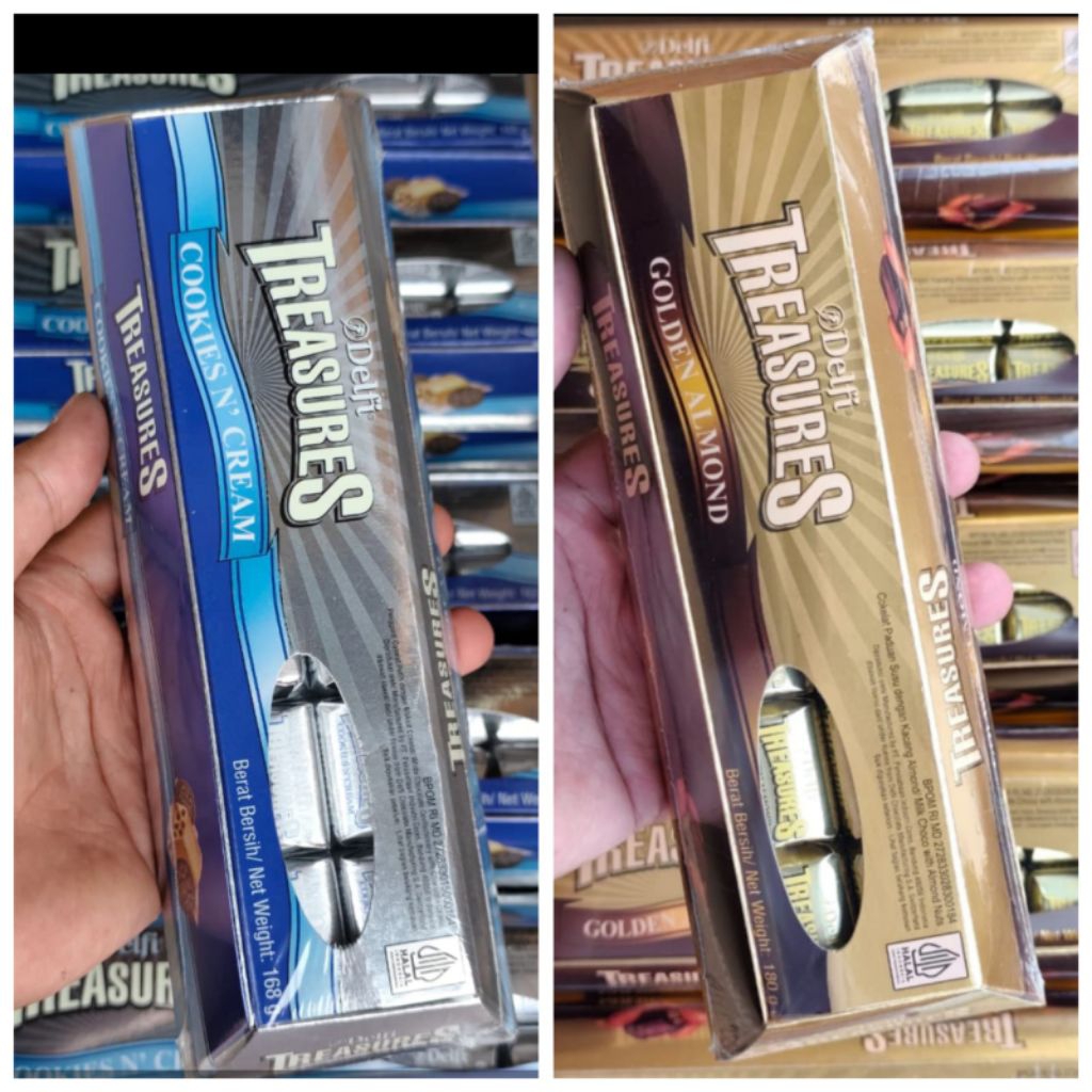 Coklat Delfi Treasure almond & cookies 216gr isi24pcs/box