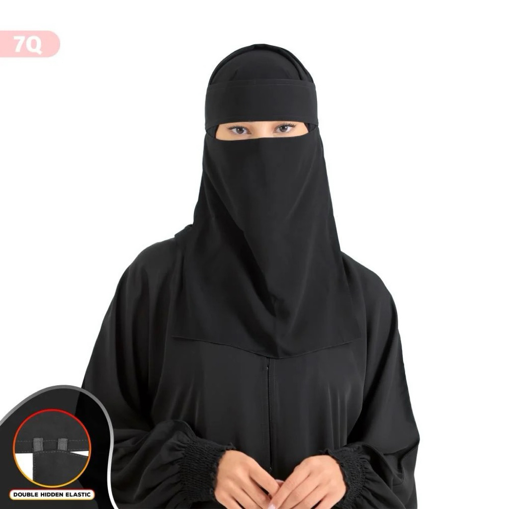 NIQAB BANDANA HIDDEN DOUBLE ELASTIC (2 karet tersembuyi) - BEDOON ESSM ORIGINAL