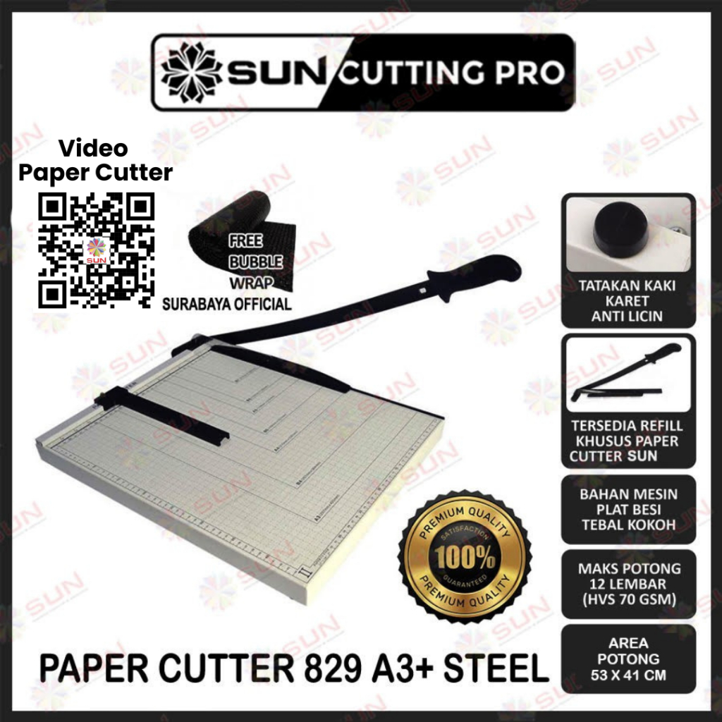 Paper Cutter A3 / A3+ ( Alat Potong /Mesin Pemotong Kertas HVS, Sticker, Dos, PVC ID Card, Yellow Bo