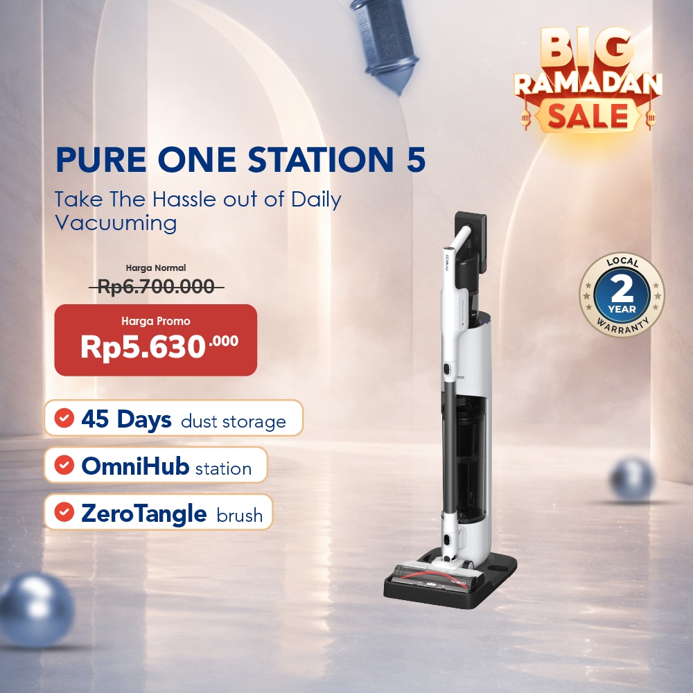 Tineco Pure ONE Station 5 Vacuum Cleaner - Penyedot Debu Tegak, Tongkat, Genggam
