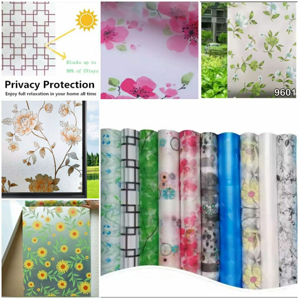 Sticker kaca jendela/Stiker kaca film/ Stiker kaca buram tidak tembus pandang/Sandblast buram motif 