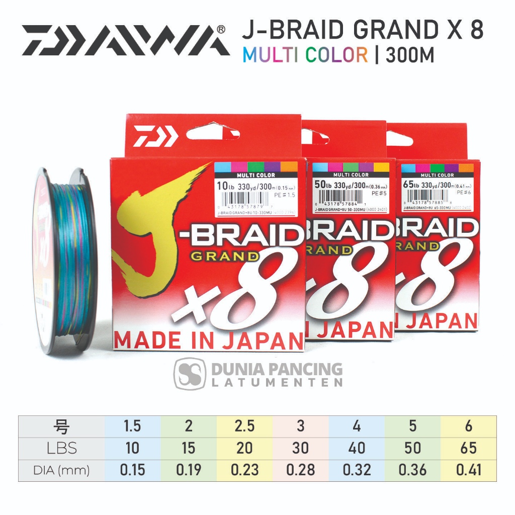 Senar PE DAIWA J-BRAID GRAND 300M Multicolor | DPL