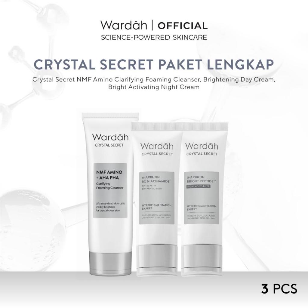 WARDAH Paket Crystal Secret Lengkap - Perawatan Kulit Wajah Sebening Kristal, Skin Barrier, Dark Spo