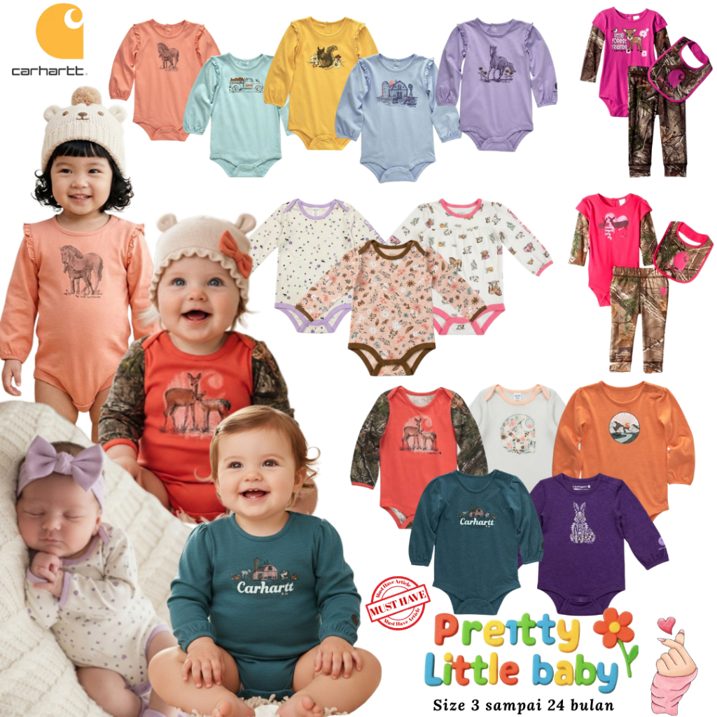 Pakaian Bayi Perempuan Romper dan Setelan Komplit Kado Bayi Original CARHARTT Bahan Premium Super Ny