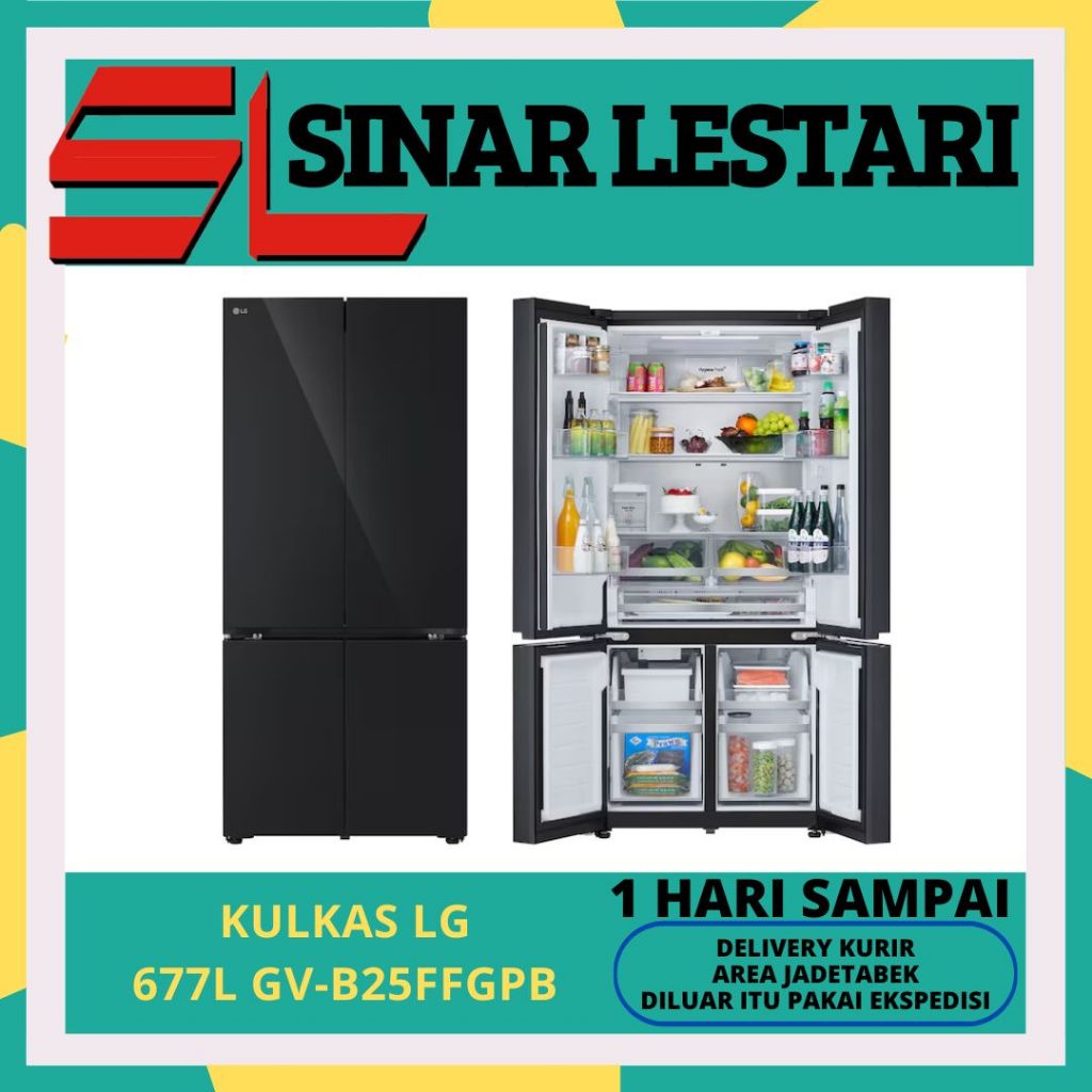 LG GV-B25FFGPB KULKAS MULTI DOOR 677 LITER SMART INVERTER HYGIENE FRESH