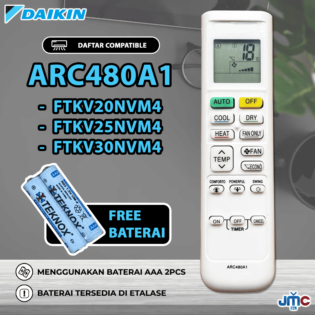 Remote Remot AC DAIKIN ARC480A1 FTKV20NVM4 FTKV25NVM4 FTKV30NVM4 Original Pabrik