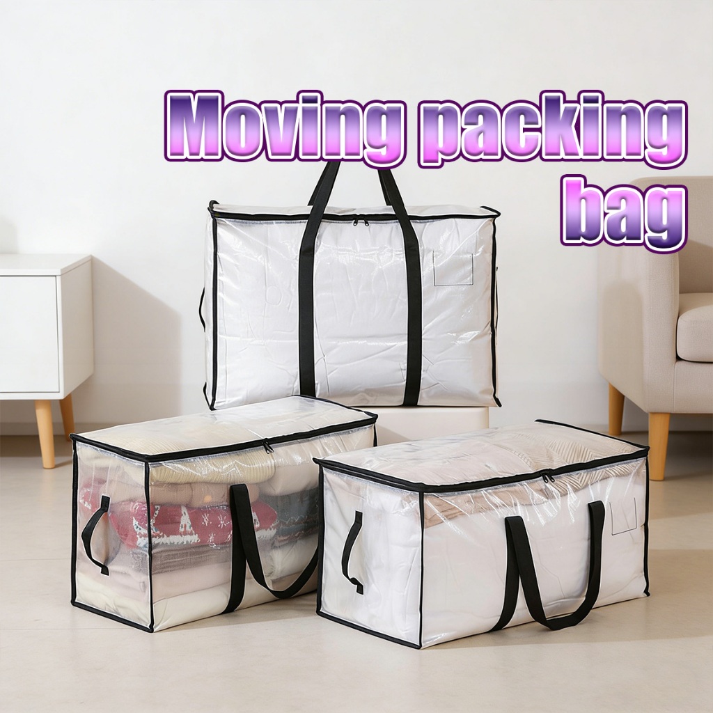 Penyimpanan selimut Tas Mika Bedcover Transparant Resleting Anti Air Sprei Selimut Pakaian