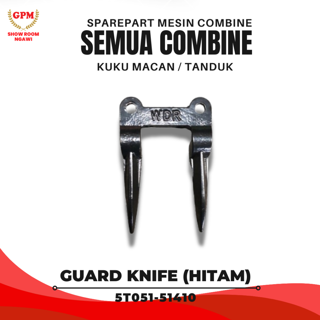 Sparepart Suku Cadang Guard Knife 5T051-5141-0 Kuku Macan / Tanduk Untuk Mesin Panen Padi Combine Ha