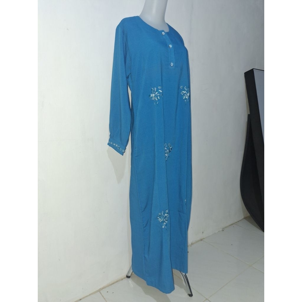 GamisWanita Warna Biru motif bungaPreloved