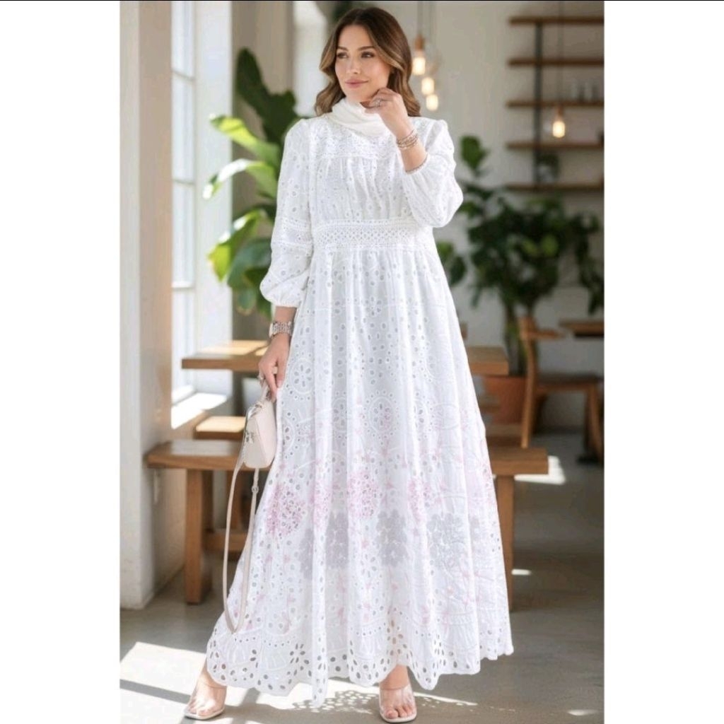 JIZEE- GAMIS WANITA -GAMIS KATUN BORDIR PREMIUM NAYSILA