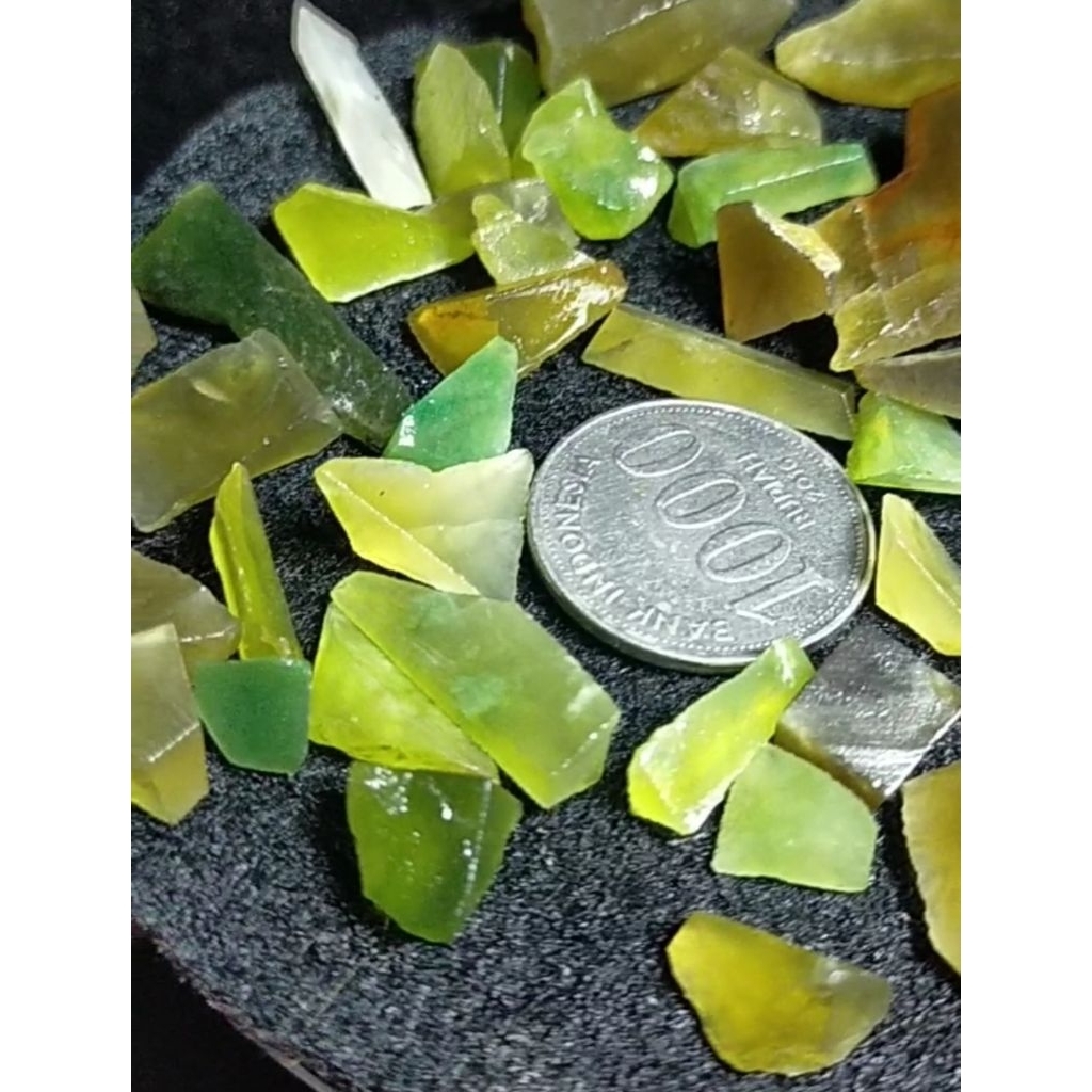 X23 - 50 Pcs - Batu Idocrase ACEH Potekan - Serpentine Lumut Ice Jade Solar Lumut Murah
