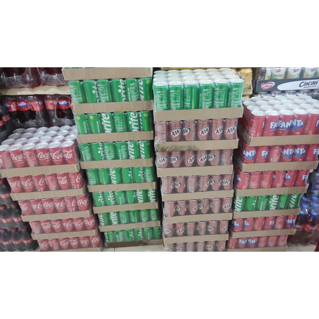Sprite / Fanta / AW / Coca Cola 250ml x 24s slim minuman soda kaleng per krat
