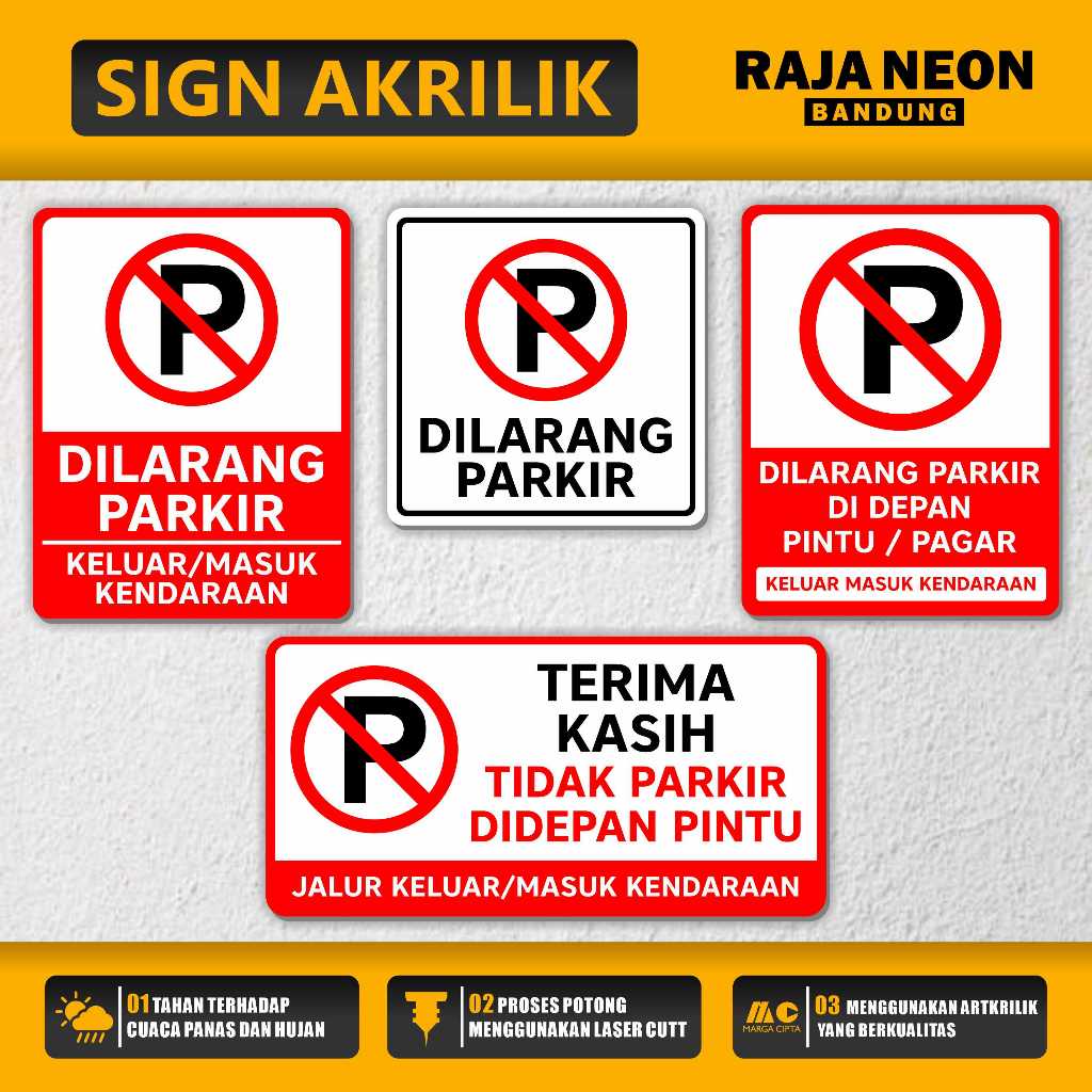 PAPAN PENANDA SIGN DILARANG PARKIR / PARKIR / DILARANG PARKIR DI DEPAN PINTU/ STICKER