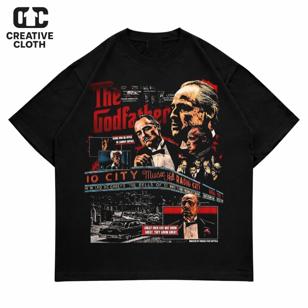 KAOS BAJU OVERSIZE THE GODFATHER BOOTLEG VINTAGE | T-SHIRT OVERSIZE HITAM STYLE Y2K VINTAGE BOOTLEG 