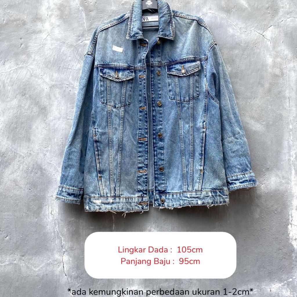 [ORI 100%] ZARA Ripped Denim Jacket Preloved B37