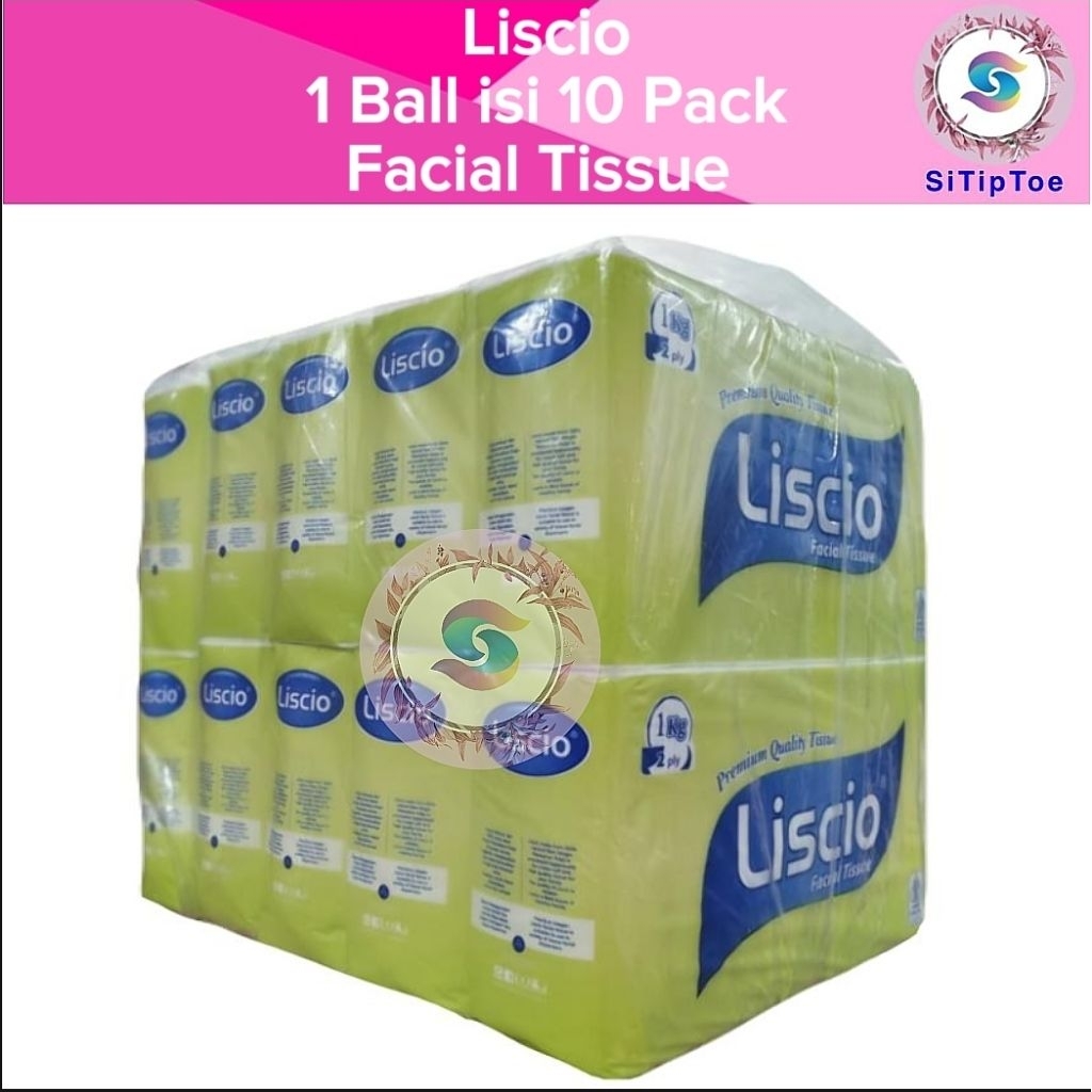[1 Ball = 10 Pack] Tisu LISCIO Facial Tissue 1000 Gram 2 Ply Tisu Wajah 1 Kg 2 Ply Murah Grosir Prom