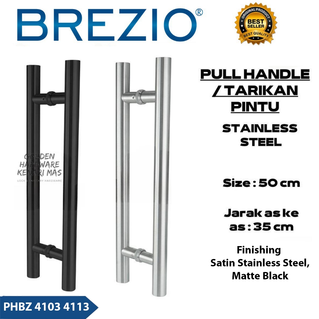 BREZIO PHBZ 4103 4113 Pull Handle Gagang Pintu Rumah Minimalis 2 Daun 50CM Satin Silver Matte Black