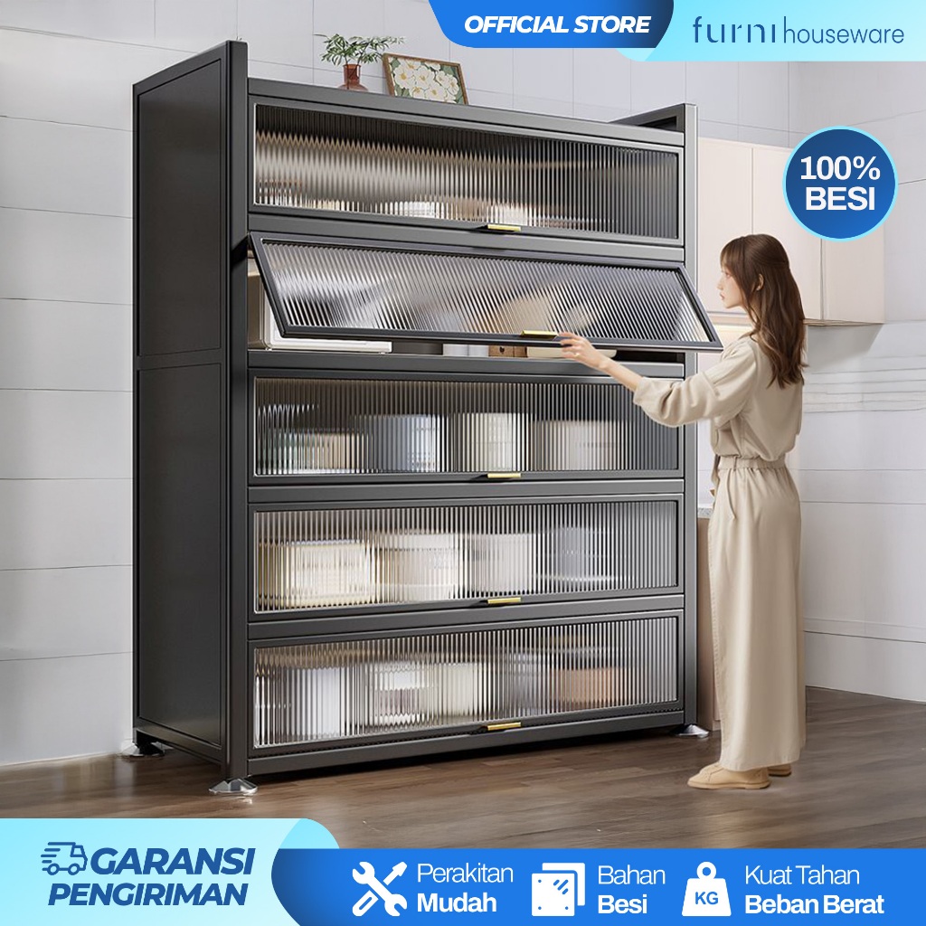 Rak Piring Tertutup Rak Piring Stainless Lemari Dapur Serbaguna aluminium tertutup Lemari Serbaguna 