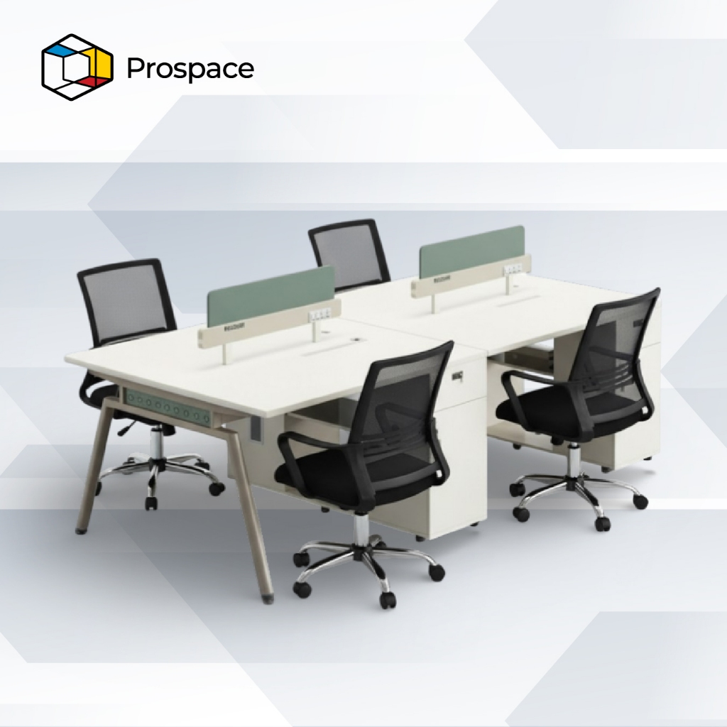 PROSPACE Paket Hemat Meja Kerja B-ZYZ011 Dan Kursi N-BGY003 Set Office Furniture Set Workstation Cha