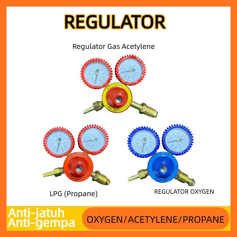 egulator Las Oksigen LPG Asitelin - Regulator Tekanan Tabung Gas Perlengkapan Las Industri Tahan Lam