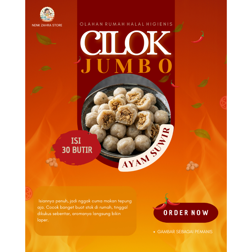 Cilok Jumbo Isi Ayam Suwir [Isi 30 Butir] | Cilok Berisi Suwiran Ayam Kenyal Gurih