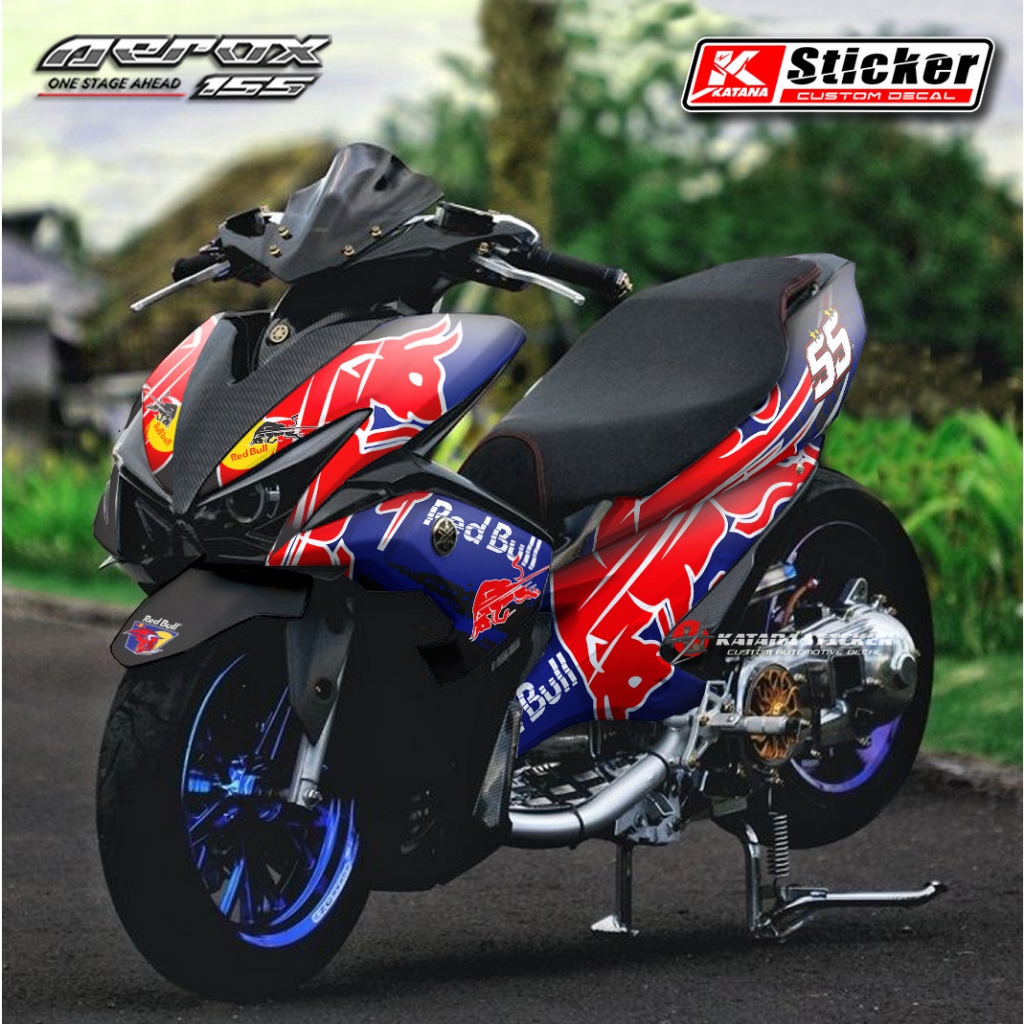 Yamaha - Striping Sticker Decal Yamaha Aerox 155 Biru Full Body Redbull