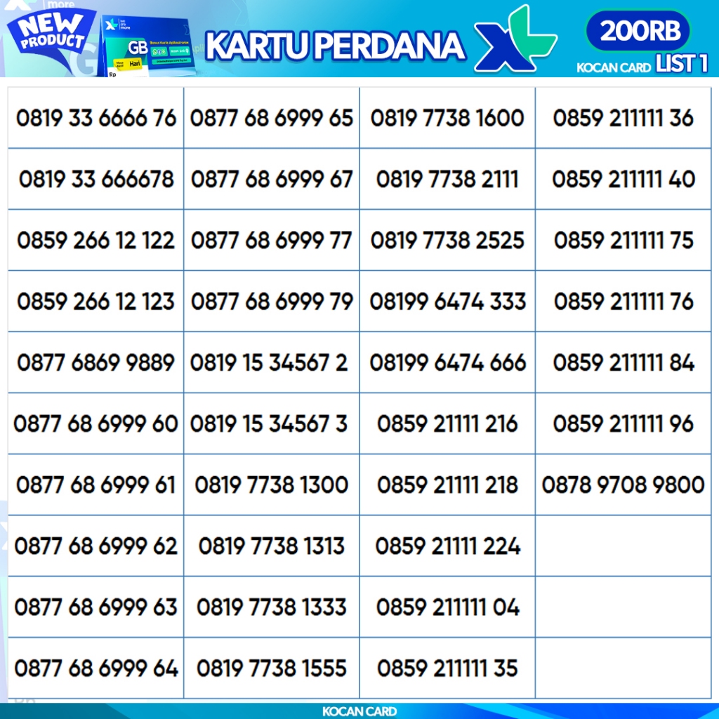 Nomor Cantik XL Perdana 200.000 RB