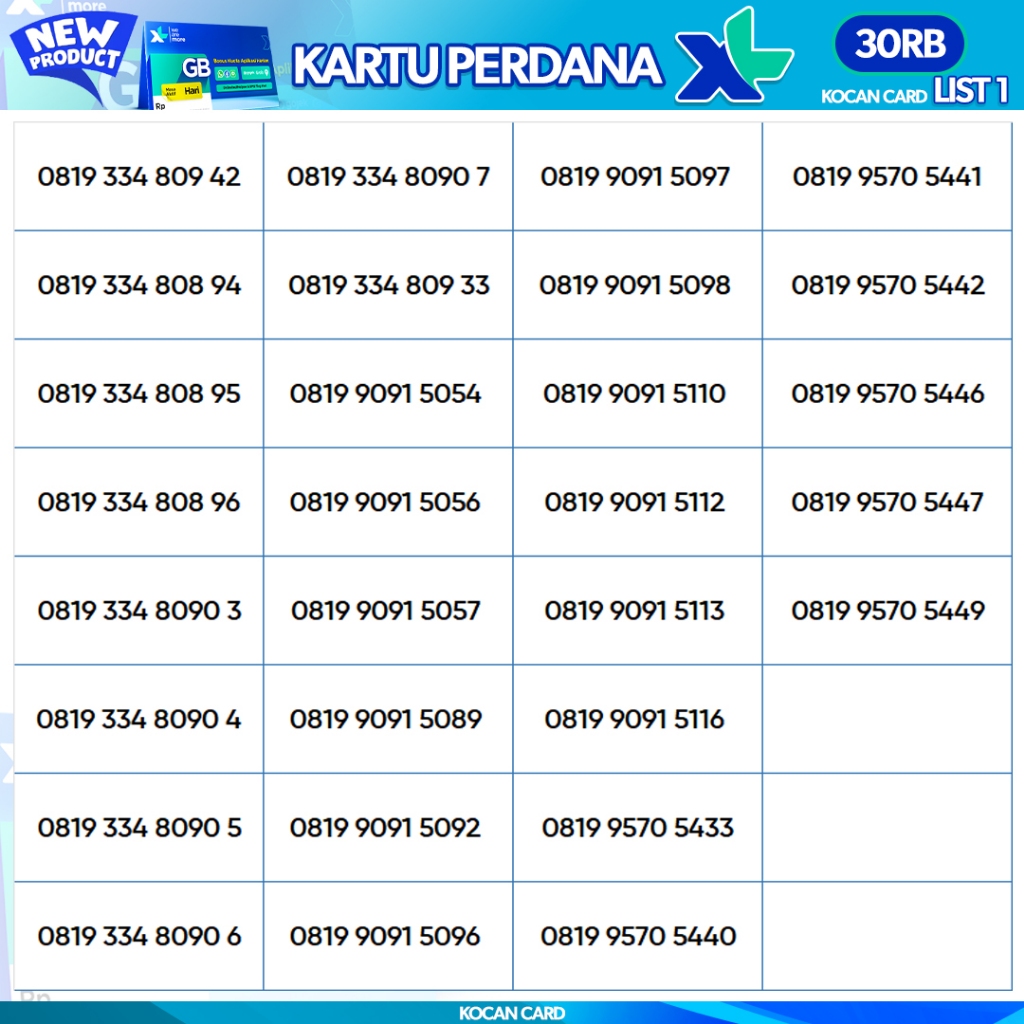 Nomor Cantik XL Perdana 30.000 Rb