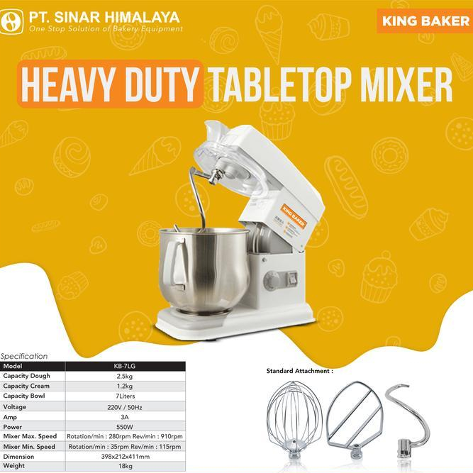 KB-7LG Mixer With ABS Cover/ Mesin Pengaduk Adonan Kue 7 Liter - Merk King Baker 398x212x411mm 550Wa