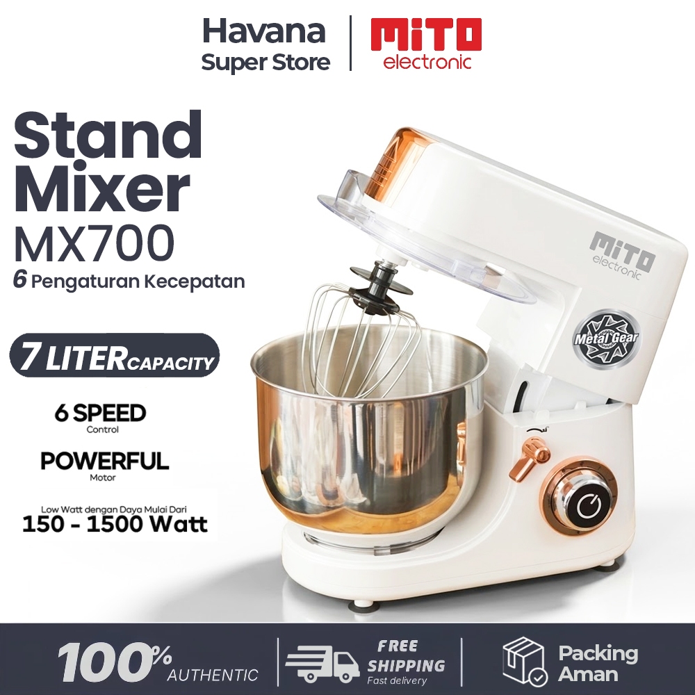 Mito MX 700 Stand Mixer 7 Liter - Mixer Roti & Kue Mixer Terbaik - Mito Stand Mixer