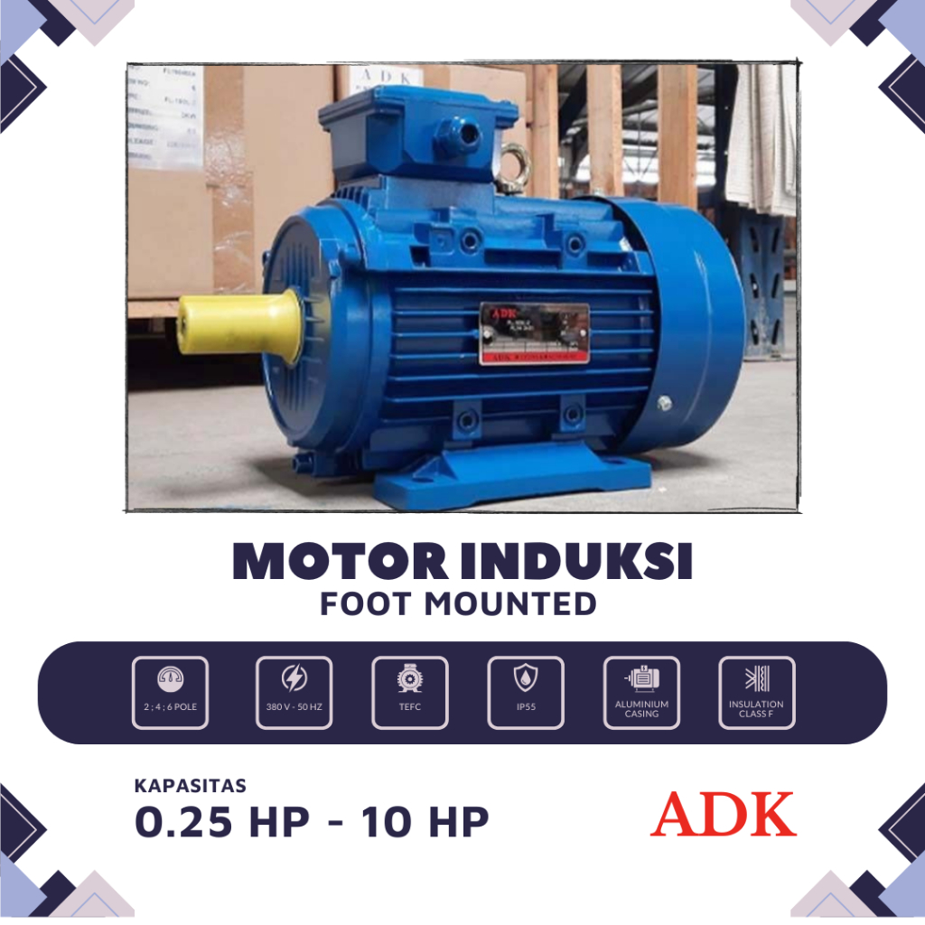 ADK 7.5 kW 10 HP 380 Volt B3 IP55 Class F Foot Mounted - Dinamo 10 HP