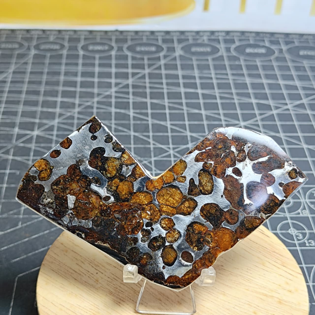 Natural Pallasite kenya Sericho Olive Meteorite Slab / Slice (3)