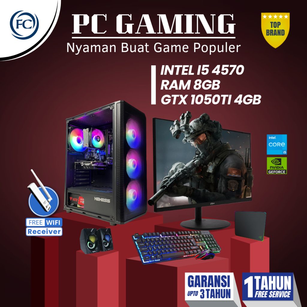 PC GAMING i5 GTX 1050 TI Full Set Keyboard Mouse Speaker RGB +Monitor Gaming