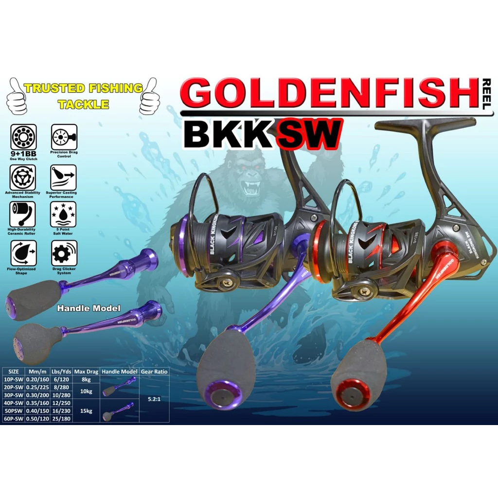 Reel Spinning Golden Fish Black King Kong BKK SW ( Salt Water Real )