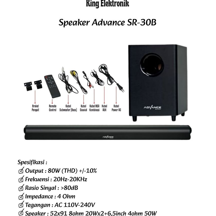 Speaker Soundbar Advance SR-30B