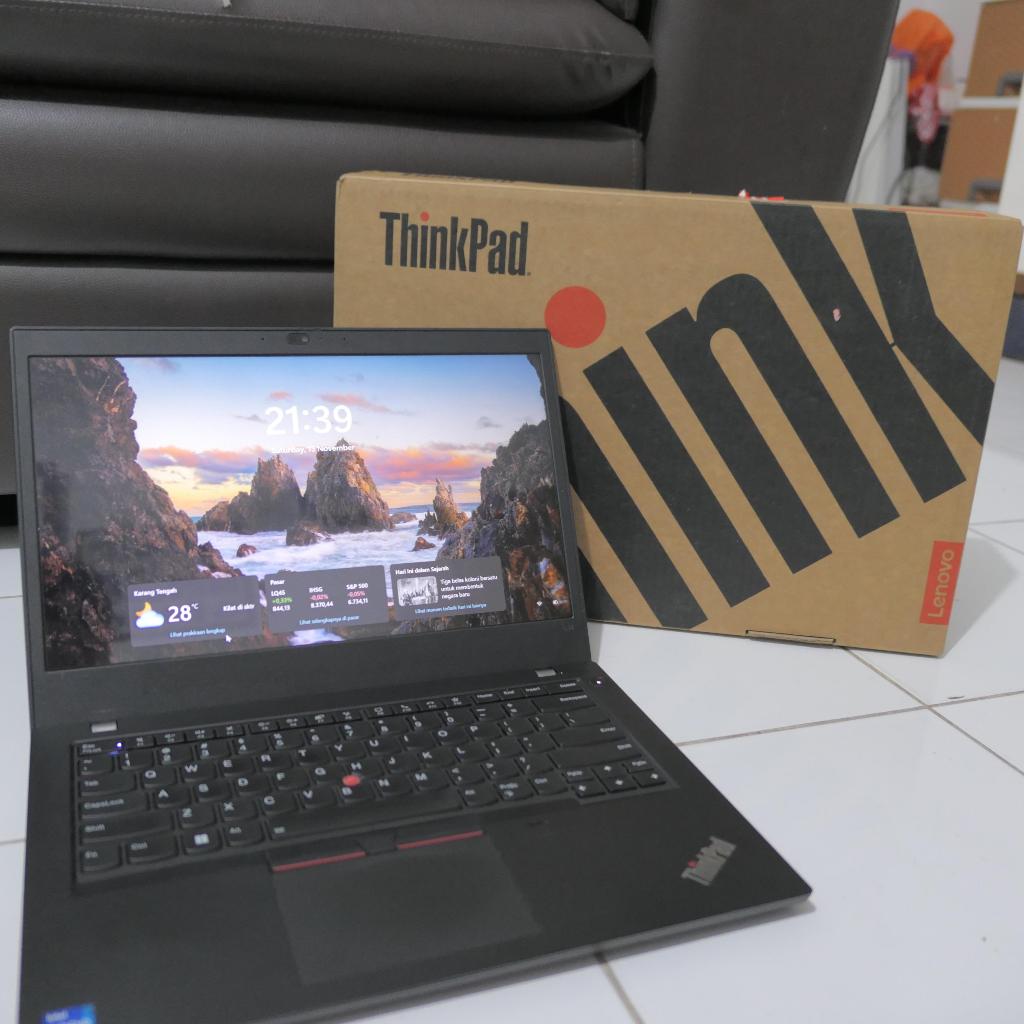Laptop Kerja Lenovo Thinkpad L14 G2 Gen 2 Intel Core i7-1165G7 Lengkap Fullset Box Ex Pemakaian Prib