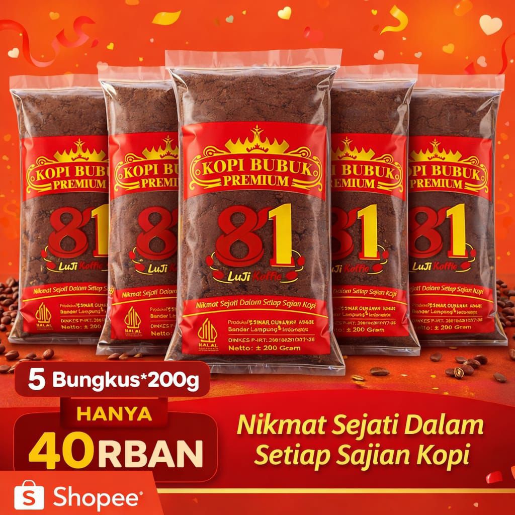 Premium Kopi Lampung | Kopi Bubuk Cap 81 Produksi Lampung 1kg / Kopi Bubuk / Kopi Lampung
