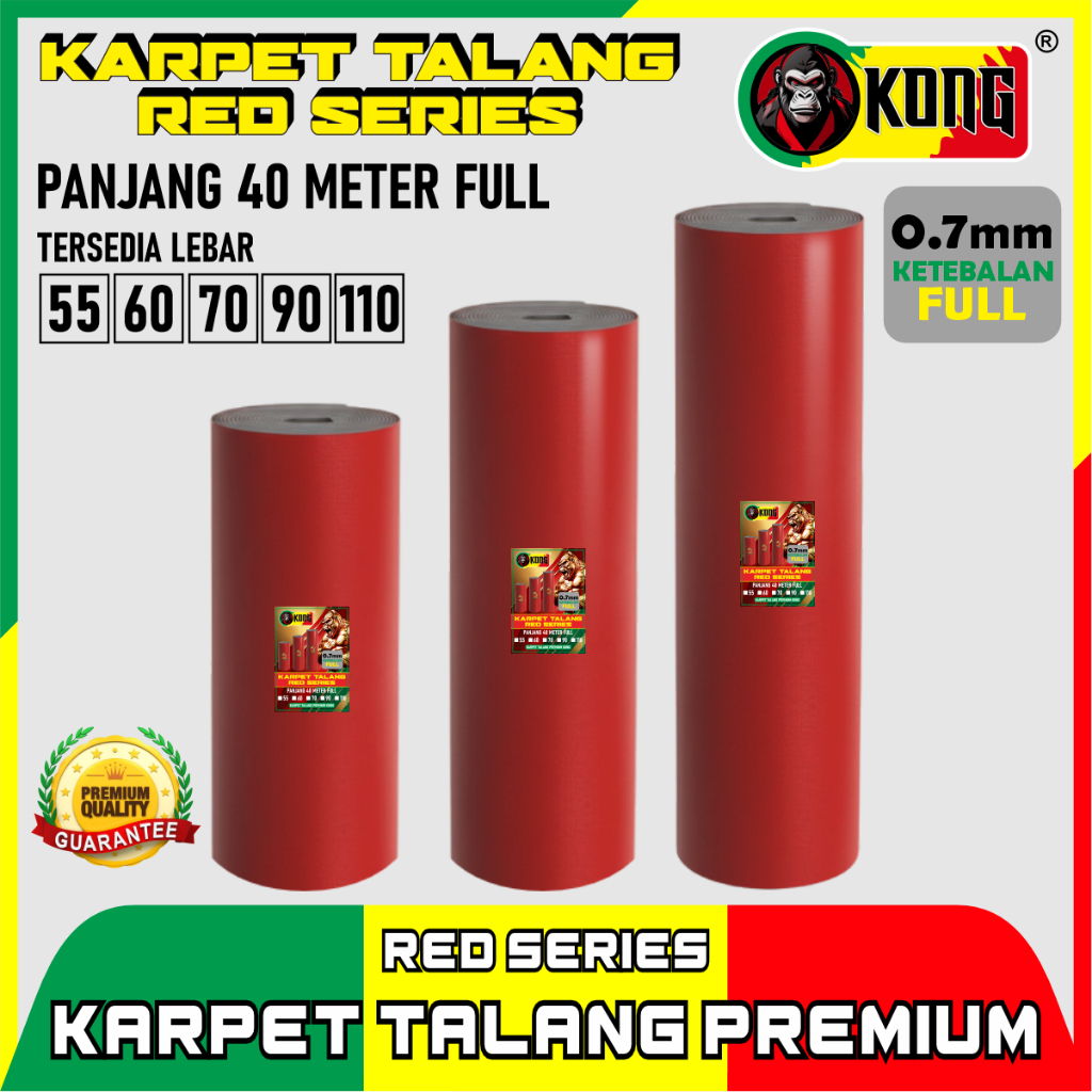 HEMAT KONG Karpet Talang Air Merah Hitam 40 Meter FULL 55cm 90cm 110cm Tebal 0.7mm - Karpet Atap Ant