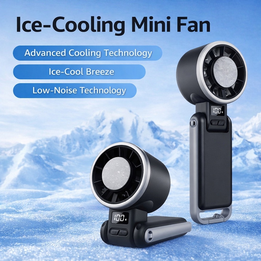 Kipas Mini 5 Speed LED Display Cas Portable Dengan Tali Panjang dan Fitur AC