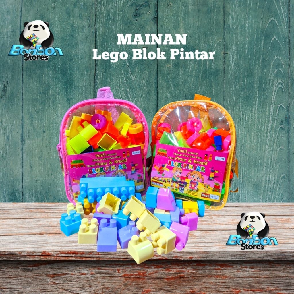 Mainan Anak Blok Pintar Ransel Isi 60 pcs/Lego Blok Ransel/Mainan Edukatif Anak