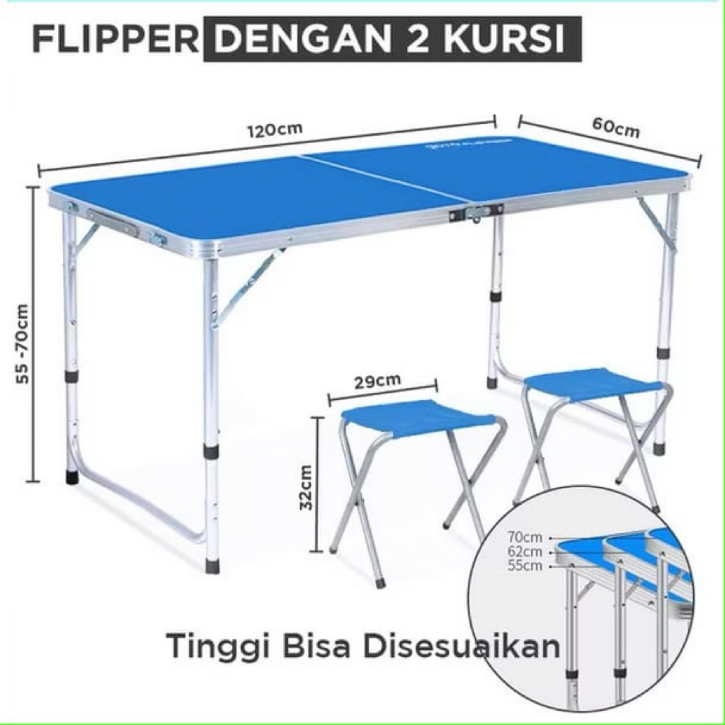 meja lipat koper dengan 2kursi