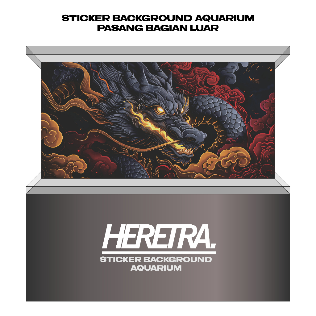 STICKER AQUARIUM, STICKER BACKGROUND, WALLPAPER AQUARIUM - MOTIF ORNAMEN NAGA