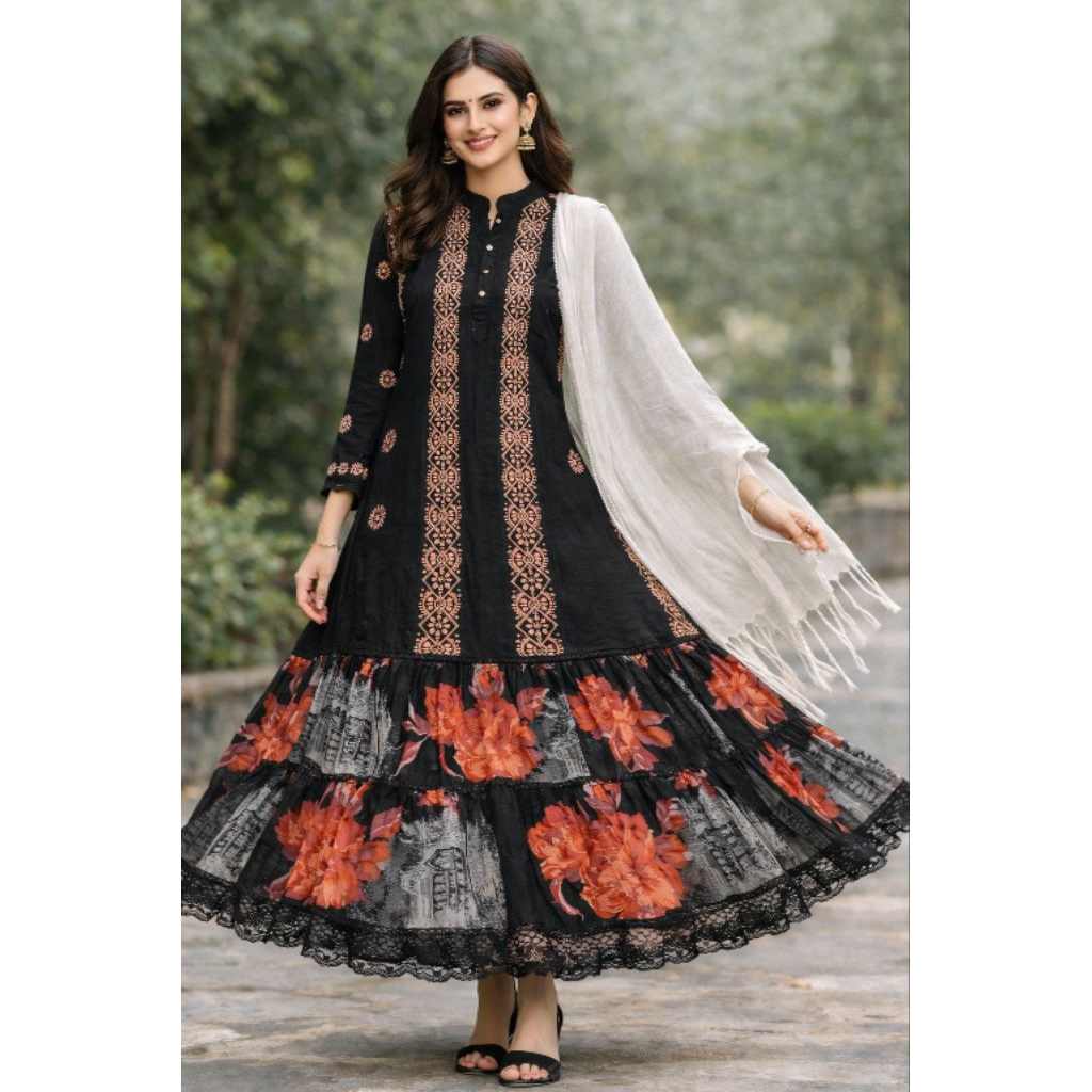 Kurti India bordir set rok cantik PL