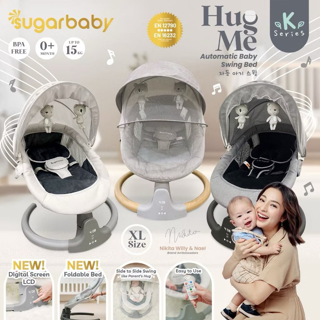 Preloved PL Sugar baby k series hug me automatic swing bed bouncer