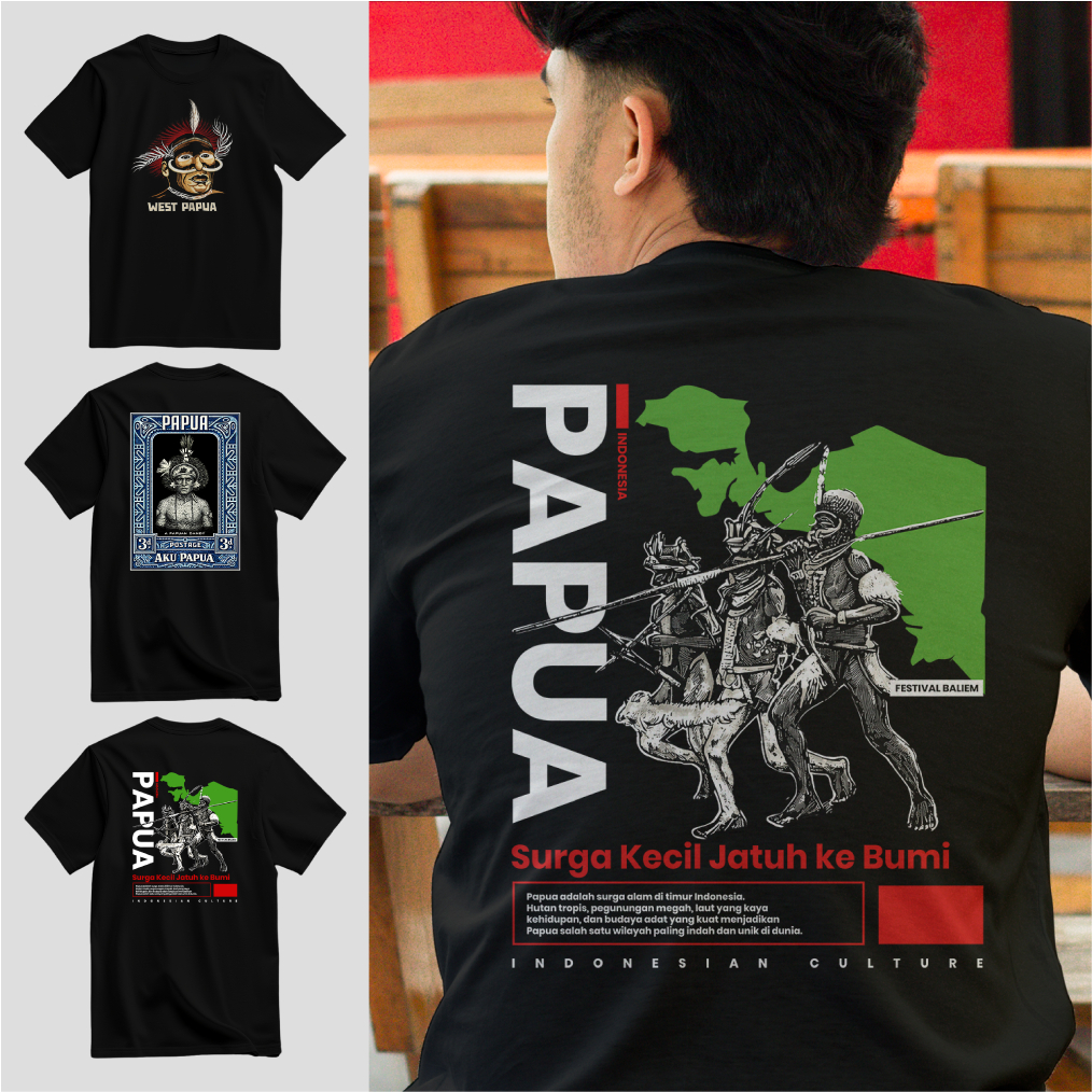 Kaos Papua Pride | Kaos Papua culture | Pria Wanita Cotton Combed 30s | Distro Premium