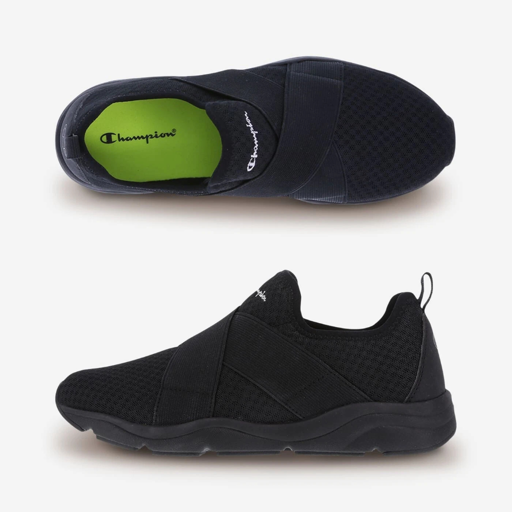 Sepatu Champion Women's Black Mesh Rival Slip-On 10 Regular Sneakers Shoes Size 38.5