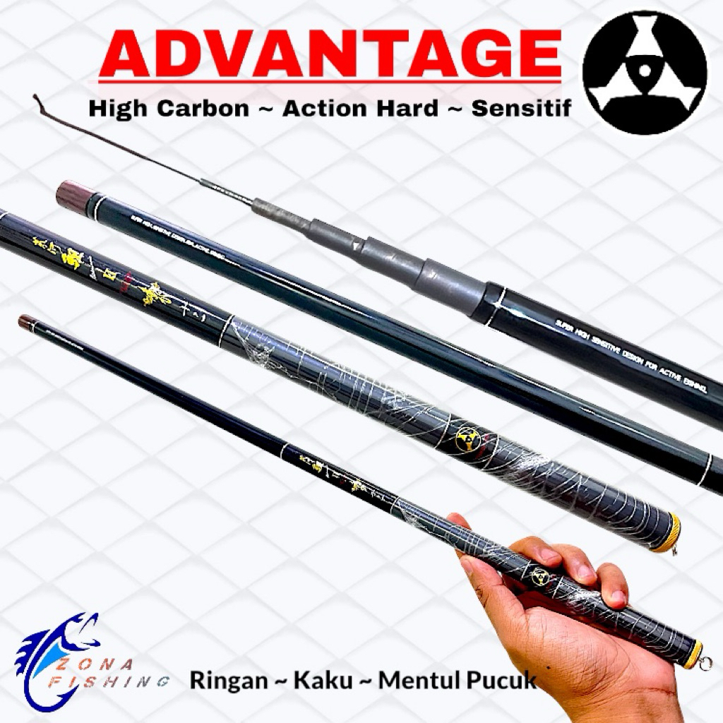 Joran Tegek THREEFISH ADVANTAGE 360 450 540 Cm High Carbon Ringan Kaku